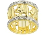 DIAMOND ACCENT STERLING SILVER AND 18KT OVER STERLING SILVER ELEPHANT RING