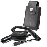 Combo of Blackberry Black Vertical Leather Holster (HDW-18969-001) and Car Charger (ASY-18083-001) for Blackberry Thunder 9500 Storm 9530