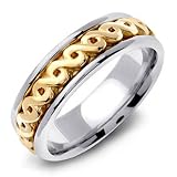 PEREDUR 14K Two-Tone Gold Twisted Springs Celtic Wedding Band Ring