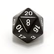 Chessex Opaque 34mm d20 Dice, Black with white numbers
