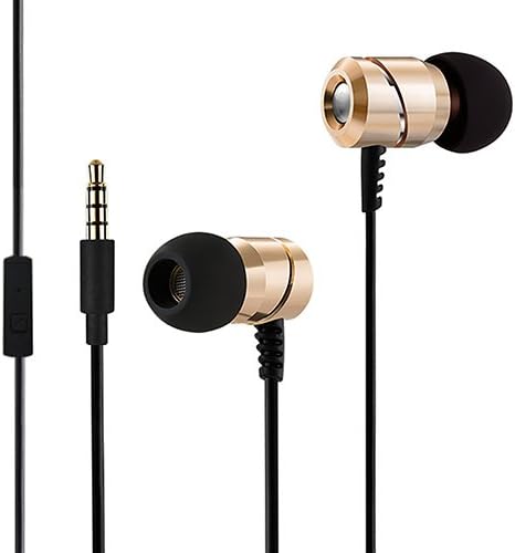 MOXO M-12 3.5mm headphones in-ear wired earphone with microphone for iphone,iPod,iPad,Android Smartphone, Tablets, MP3 Players - Classic (Golden)