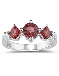 1.80 Cts Red Sapphire Three Stone Ring in 14K White Gold