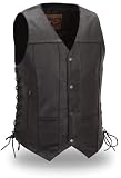 First MFG Men's 10 Pocket Leather Vest. Classic Brown. Sidelace. Antique Snaps. FIM630CFD