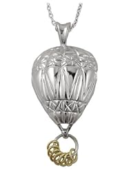 Sterling Silver Wish Ring Hot Air Balloon Pendant with Silver Cable Chain .925