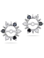 0.55 Ct White & Black Diamond Earring Jackets in 14K White Gold