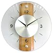 Timekeeper Products LLC, 6001, Round 12.5" Clock Glass/Wood w/Brushed Metal Arabic Numerals, 1