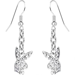 Playboy Bunny Rhinestone Drop Earrings