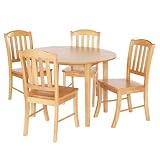 from Worldstores Foldaway Kitchen Table - Drop Leaf Small Round Kitchen Table and 4 Oak Veneer Chairs