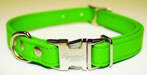 Leather Brothers Signature Leather Dog Collar, Medium, Emerald Green