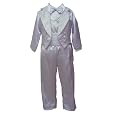 White Bodysuit Satin Boy's Christening Pant with Bonnet (12m-24m) (18m, White)