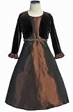New A Line Dress with Velvet Bolero Jacket ~ Christmas Holiday (Brown or Burgundy) 2 to 12 Girls