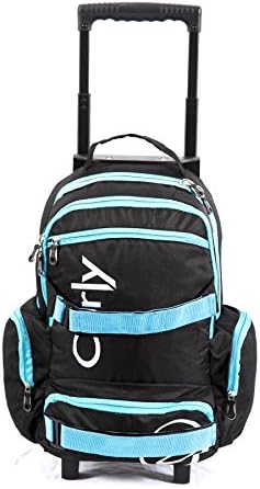 Curly Mens 600D Polyester CY201 Easy Roller Bookbag (Black/Turquoise)