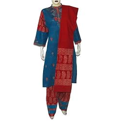 Indian Salwar Kurta Printed Embroidered Cotton Womens Dress