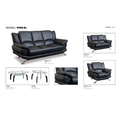 Rogers Black Leather Loveseat