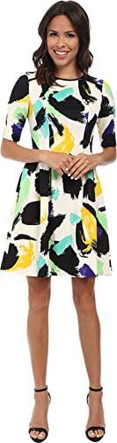 Vince Camuto Women's 3/4 Sleeve Printed Scuba Fit & Flare Dress Green Dress 2