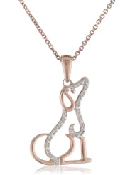 18k Rose Gold Plated Sterling Silver Diamond Dog Pendant Necklace (0.05 cttw, I-J Color, I2-I3 Clarity), 18"