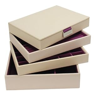Cream Purple Stackers Jewellery Box COMPLETE SET Includes all 4 trays as Shown