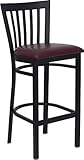 HERCULES Black School House Back Metal Bar Stool with Burgundy Vinyl Seat - ....
