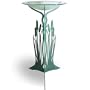 Verdi Green Cattail Birdbath - Steel Pedestal with Frosted Glass Bowl