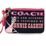 Coach Bonnie Girly Graphic Large Wristlet Bag Case Purse 42582 Navy Pink