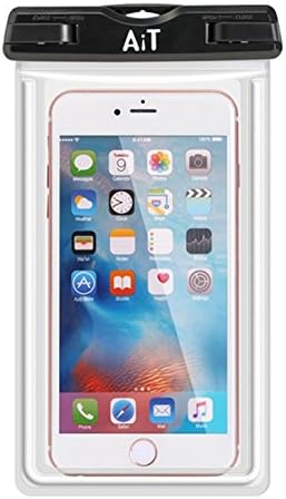 AiT Universal Waterproof Case, Smart Phone Dry Bag with Armband and Luminous Bar for Apple iPhone 6S, 6, 5SE, 6S Plus, Samsung Galaxy S7, S6 Edge, Note 5 and Other Cell Phone (WHITE BAR)