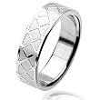 Two Tone Satin and Polished Diamond Pattern Stainless Steel Ring (Sizes 9 - 12)