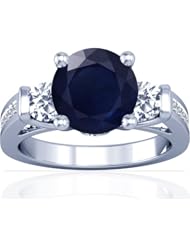 18K White Gold Round Cut Blue Sapphire Fana Designer Ring (GIA Certificate)