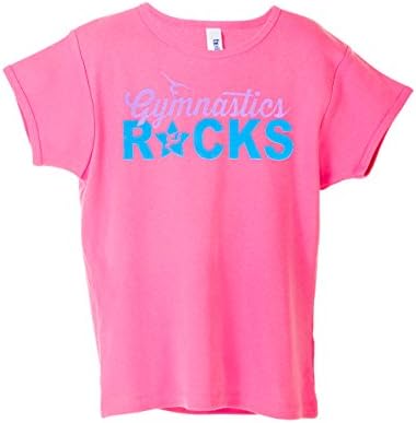 Activewear Apparel Big Girls 'Gymnastics Rocks' T-shirt (6-8 (Small), Pink)