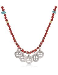 Steve Madden Cut Out Round Bead Mixed Bead Long Necklace, 38"