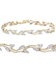 10k Yellow Gold 0.15 ctw Diamond Embellished Leaf Stem Bracelet
