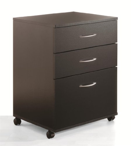 3-Drawer Mobile File Cabinet - Black