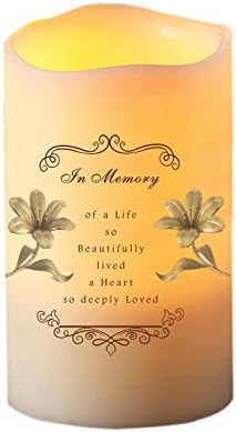 Flameless Memory Pillar Candle with Flickering Led Light Memorial 6"