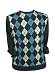 Mens Pure Cashmere Argyle Crew Neck Sweater, Navy, XL