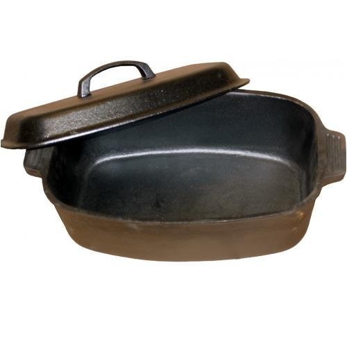 Cajun Cookware 15 QT Oval Casserole Seasoned Cast Iron Pot W/ Dome Lid
