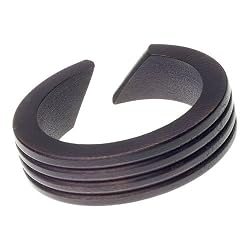 Striped Chocolate Brown Wood Bangle Bracelet