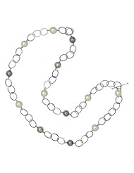 Majorica Jewelry 36" Pearl and Silver Chain Necklace