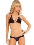 Sexy Black Suede Studded Bikini Set - MEDIUM