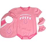 Reebok Indianapolis Colts Newborn Creeper, Bib and Bootie Set - Pink 6-9 Months