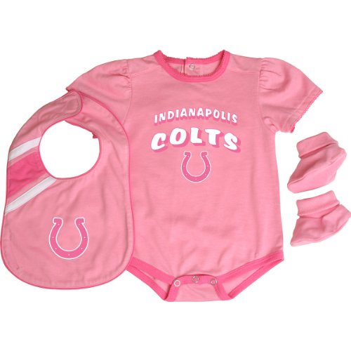 Reebok Indianapolis Colts Infant Creeper, Bib and Bootie Set - Pink Infant 12 Months
