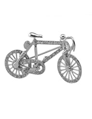 14KT White Gold Diamond Bike Pin And Pendant
