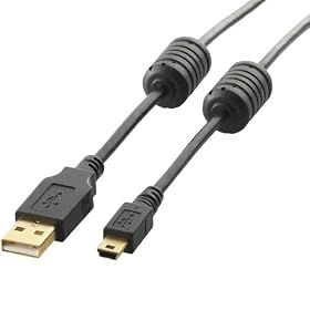 ELECOM USB2.0�P�[�u�� A-miniB�^�C�v �t�F���C�g�R�A�t 5m �u���b�N U2C-MF50BK