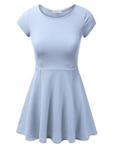 JJ Perfection Women's Cap Sleeve Casual Flare Skater Dress