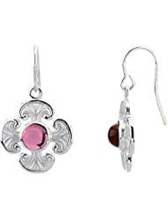 14K White Gold Pink Tourmaline Ornate Cross Earrings -- LIFETIME WARRANTY