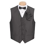 Men's - Charcoal - Formal Vest, Bowtie and Hanky Set