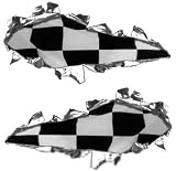 Ripped Torn Metal Tear REFLECTIVE Decals Checkered Racing Flag