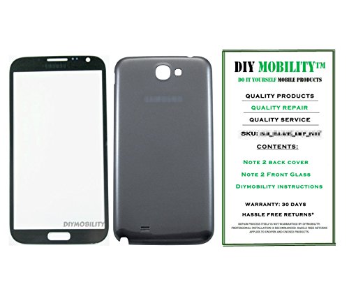 Samsung Galaxy Note 2 GREY Replacement Glass Screen with Back Cover and Instructions Included N7100 N7199 T889 I317 - DIYMOBILITY