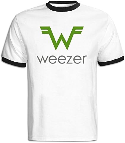 HUANGYUZ Men's Weezer Logo 100% Cotton Tshirts L Black