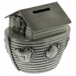 Child Baby Gift Birthday Bank Noah's Ark in Solid Pewter