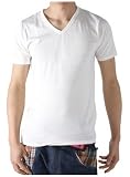 【BACK NUMBER】Vネック半袖Tシャツ メンズ,L,キナリ