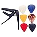 Ukulele Trigger Capo Lightweight Single-handed Use With 6 Ukelele Picks (1 Felt & 2 Plastic & 2 Celluloid & 1 Glowing Pick)